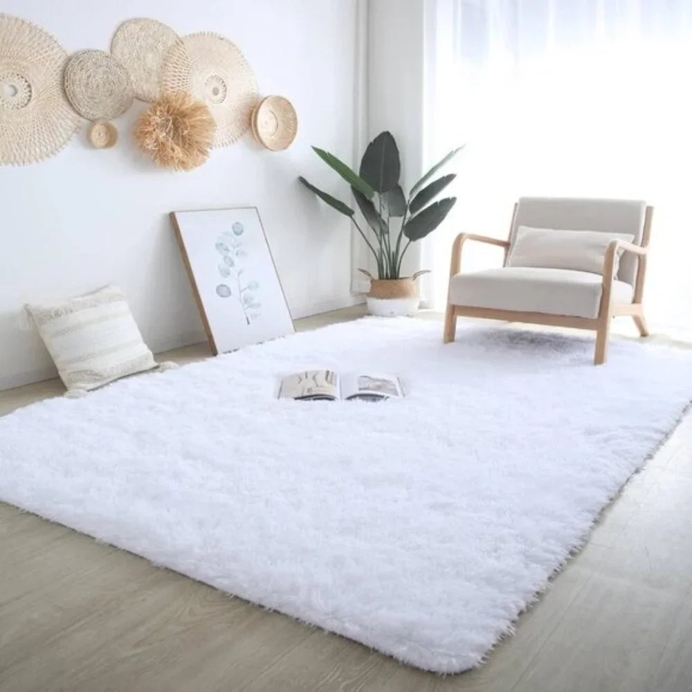 New 5x7 White Shag Area Rug, Ultra Soft Fluffy Non-Skid Plush Carpet for Home
